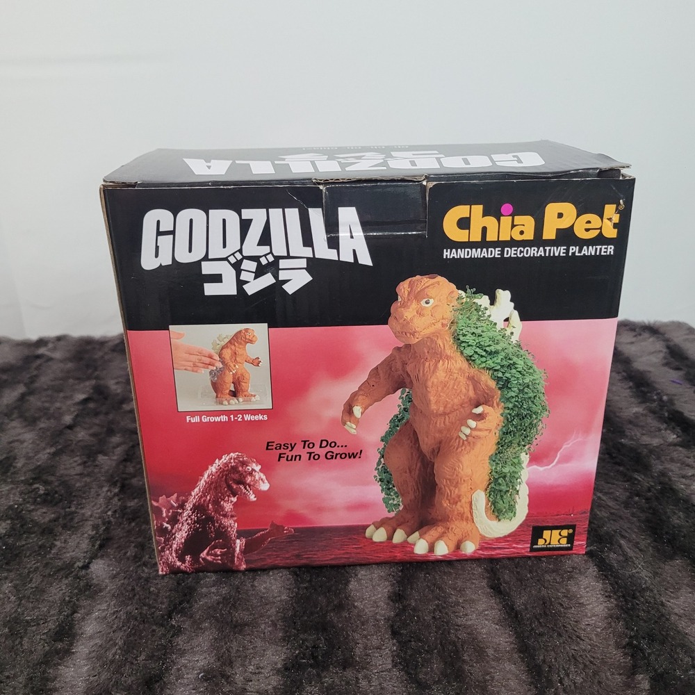 Godzilla Chia Pet Handmade Decorative Pottery Planter Complete Kit New